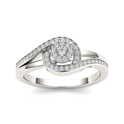 1/5 CT.T.W. Natural Diamond Swirl 10K White Gold Engagement Ring