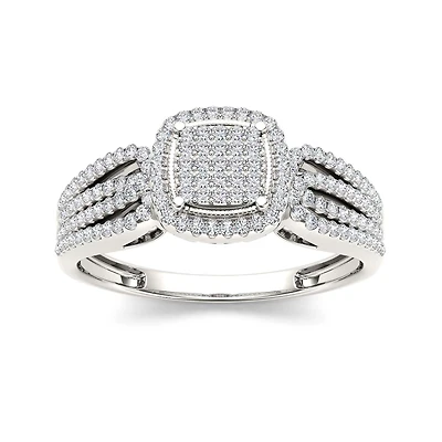 1/3 CT.T.W. Natural Diamond 10K White Gold Engagement Ring
