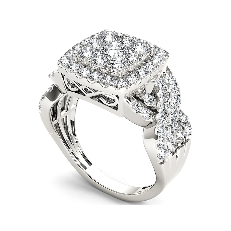2 CT.T.W. Natural Diamond 10K White Gold Engagement Ring
