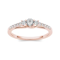 1/3 CT.T.W. Natural Diamond 10K Rose Gold 3-Stone Engagement Ring
