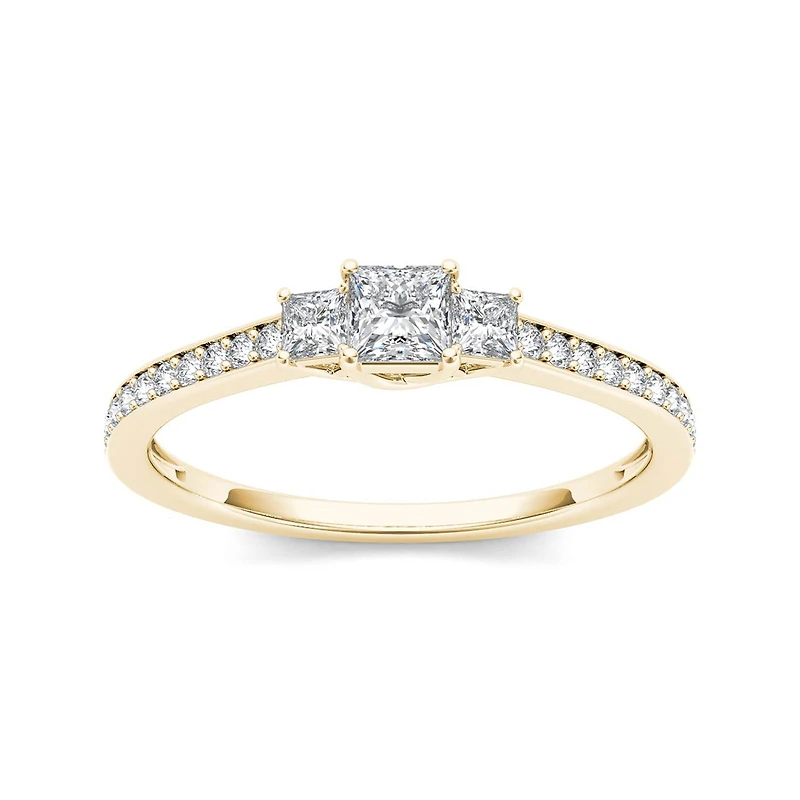 1/2 CT.T.W. Natural Diamond 14K Yellow Gold 3-Stone Engagement Ring