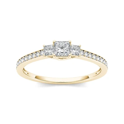 1/2 CT.T.W. Natural Diamond 14K Yellow Gold 3-Stone Engagement Ring