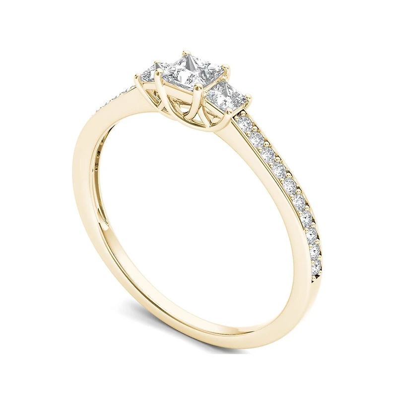 1/2 CT.T.W. Natural Diamond 14K Yellow Gold 3-Stone Engagement Ring