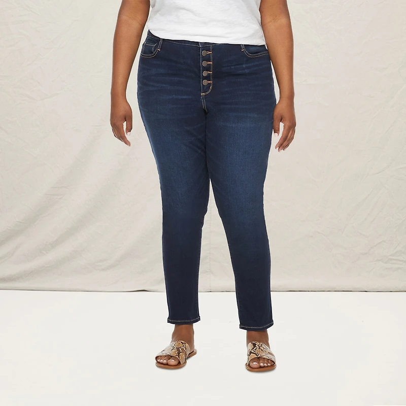 A.N.A Plus Womens High Rise Button Fly Skinny Jean