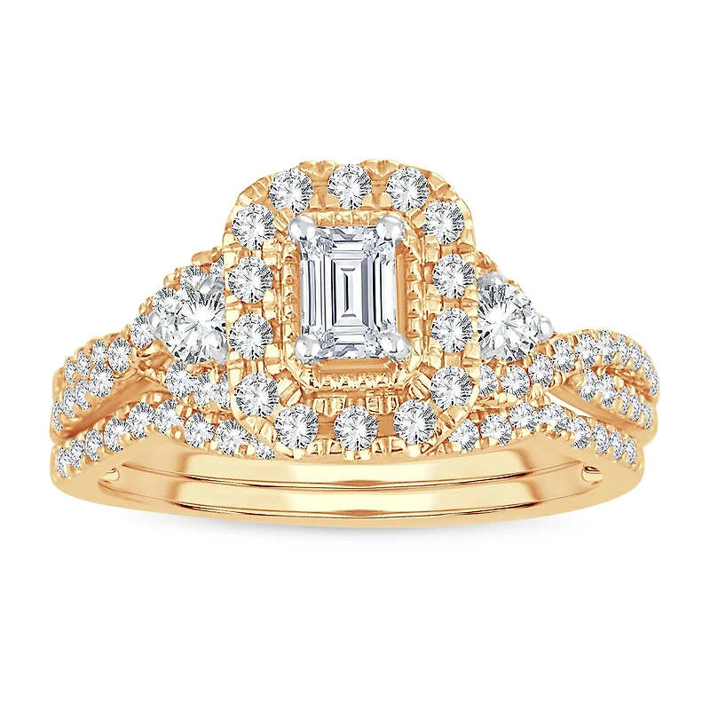 Womens 1 CT. T.W. Natural White Diamond 10K Gold Bridal Set