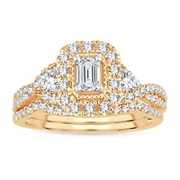 Womens 1 CT. T.W. Natural White Diamond 10K Gold Bridal Set