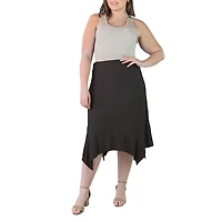 24seven Comfort Apparel Womens Plus Mid Rise Midi A-Line Skirt