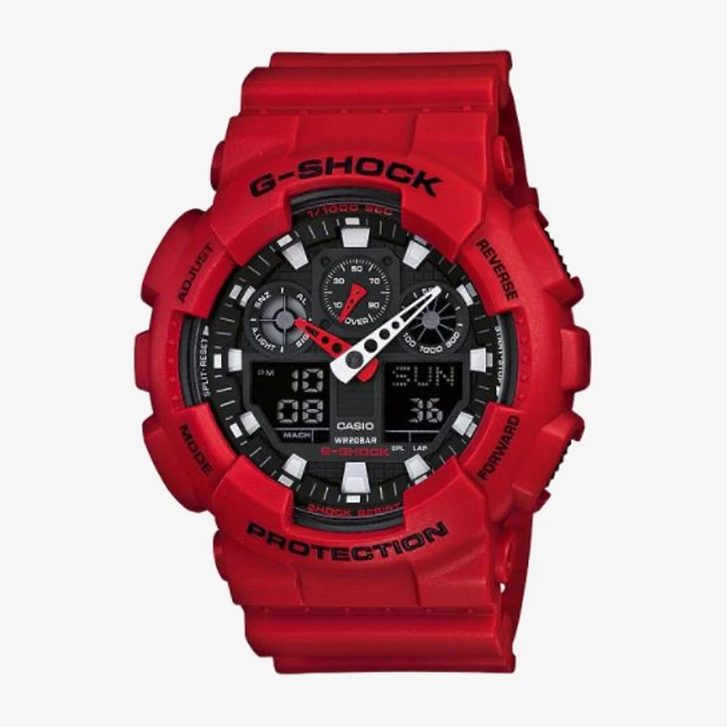 Casio G-Shock Mens Red Strap Watch Ga100b-4a