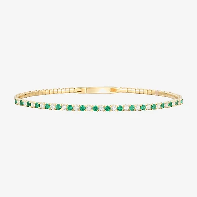 Gemstone 14K Gold Over Silver Sterling Bangle Bracelet