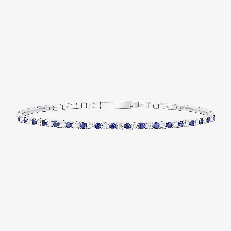 Gemstone 14K Gold Over Silver Sterling Bangle Bracelet
