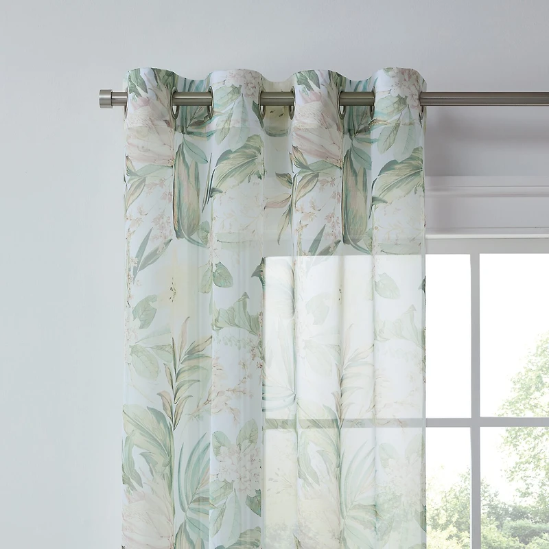 Liz Claiborne Lisette Printed Grommet Top Sheer Single Curtain Panel