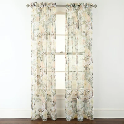 Liz Claiborne Lisette Printed Rod Pocket Sheer Single Curtain Panel