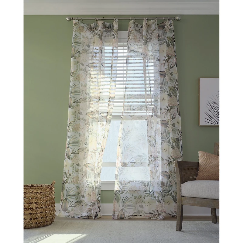 Liz Claiborne Lisette Printed Rod Pocket Sheer Single Curtain Panel
