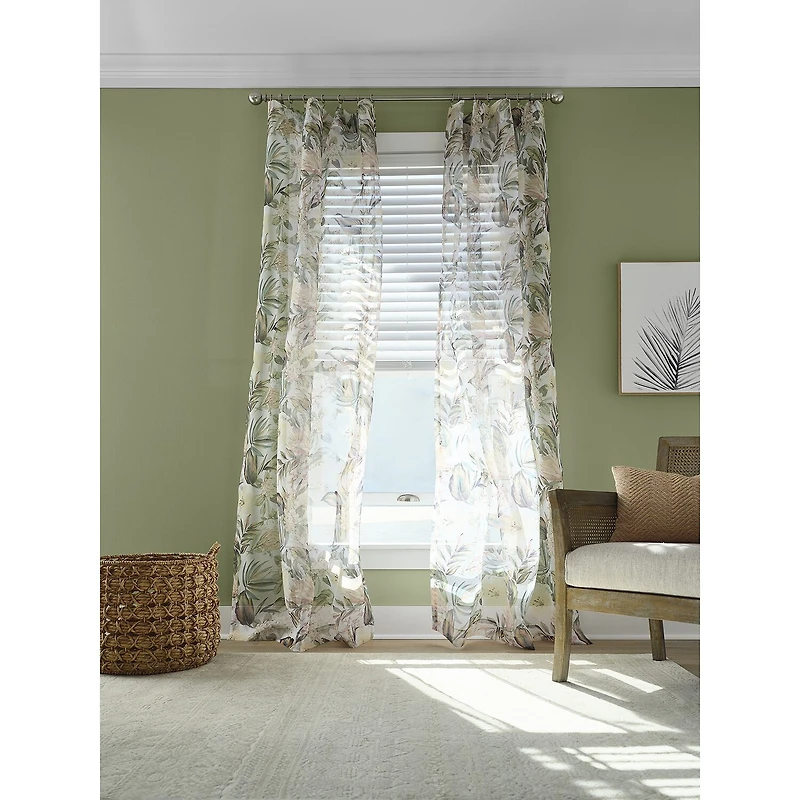 Liz Claiborne Lisette Printed Rod Pocket Sheer Single Curtain Panel