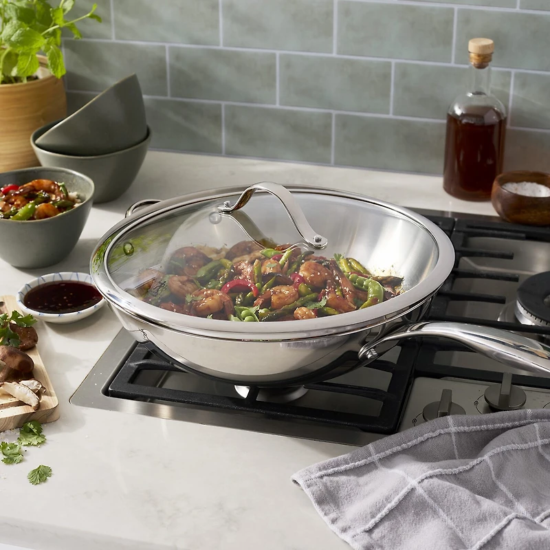 Henckels Aragon Stainless Steel 12.5" Wok with Lid