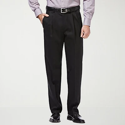 Haggar Premium No Iron Khaki Mens Classic Fit Pleated Pant