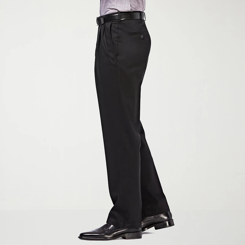 Haggar Premium No Iron Khaki Mens Classic Fit Pleated Pant