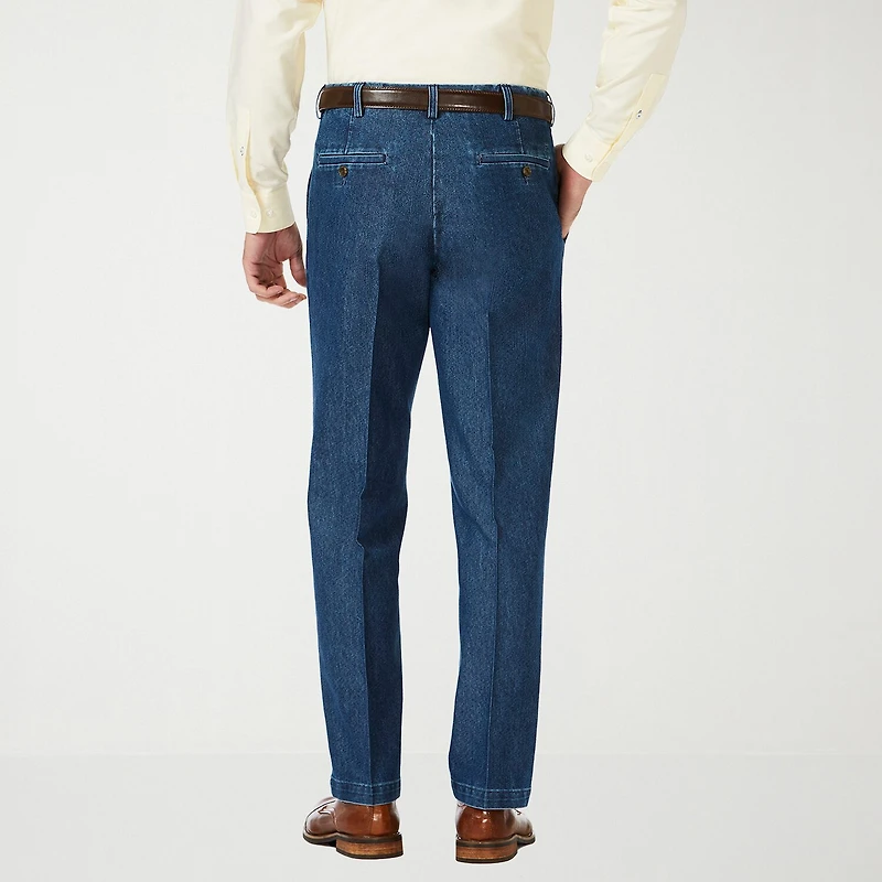Haggar Stretch Denim Mens Classic Fit Flat Front Pant