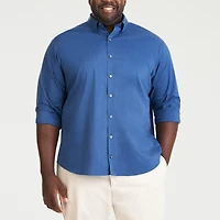 Van Heusen Everyday Defense Stain Shield Mens Long Sleeve Regular Fit Stretch Fabric Wrinkle Free Big and Tall Button-Down Shirt
