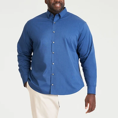 Van Heusen Everyday Defense Stain Shield Mens Long Sleeve Regular Fit STRETCH FABRIC Wrinkle Free Big and Tall Button-Down Shirt
