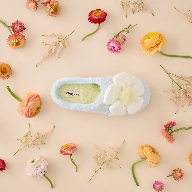 Dearfoams Rosie Furry Icon Womens Memory Foam Clog Slippers