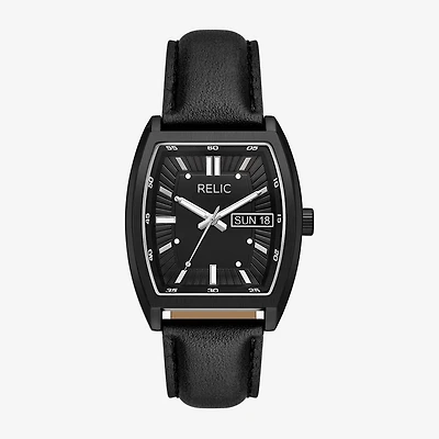 Relic By Fossil Mens Black Leather Strap Watch Zr77347