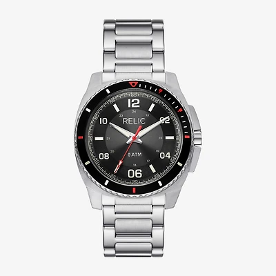 Relic By Fossil Mens Silver Tone Stainless Steel Bracelet Watch Zr12677