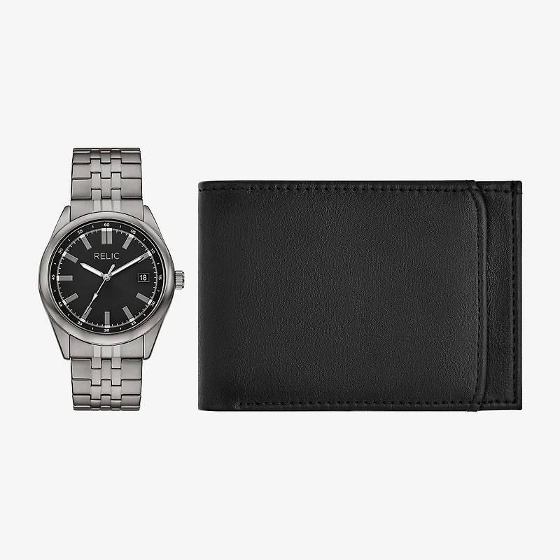 Relic By Fossil Mens Black 2-pc. Watch Boxed Set Zr97032