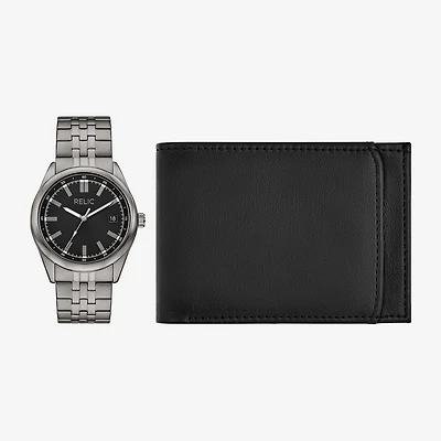 Relic By Fossil Mens Black 2-pc. Watch Boxed Set Zr97032