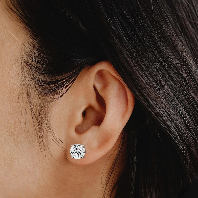 (G/Vs1-Vs2) 6 CT. T.W. Lab Grown White Diamond 14K Gold 9.1mm Round Stud Earrings