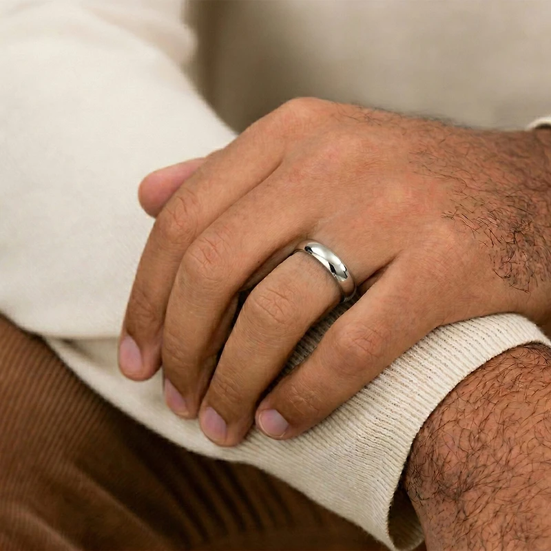 Mens 10K Yellow Gold 5MM Comfort-Fit Wedding Band