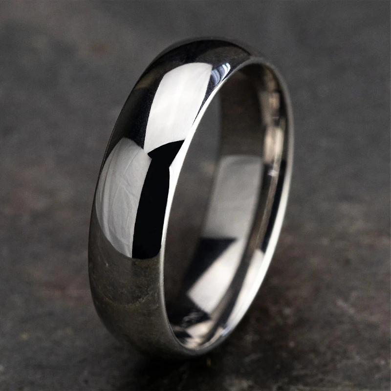 Mens 10K White Gold 6MM Comfort-Fit Wedding Band