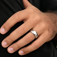 Mens 10K White Gold 8MM Comfort-Fit Wedding Band