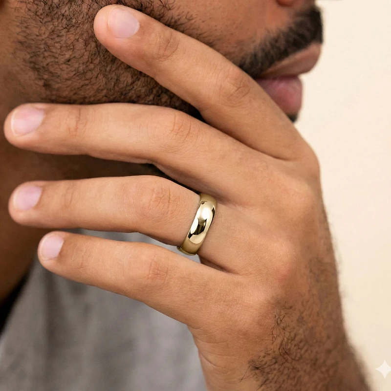 Mens 14K Yellow Gold 6MM Light Comfort-Fit Wedding Band