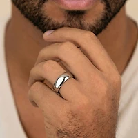 Mens 14K White Gold 7MM Light Comfort-Fit Wedding Band