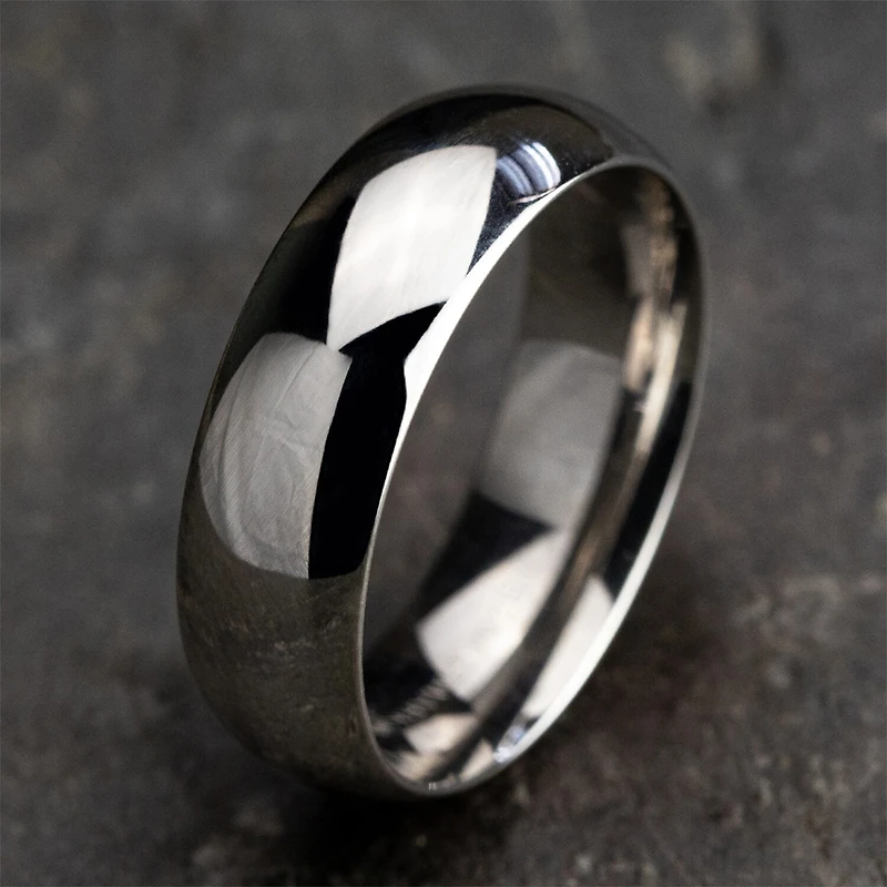 Mens 14K White Gold 7MM Light Comfort-Fit Wedding Band