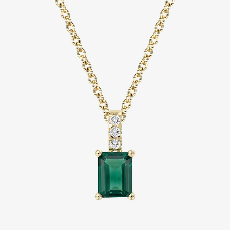 Yes, Please! Womens Lab Created Green Emerald Sterling Silver 18 Inch Pendant Necklace
