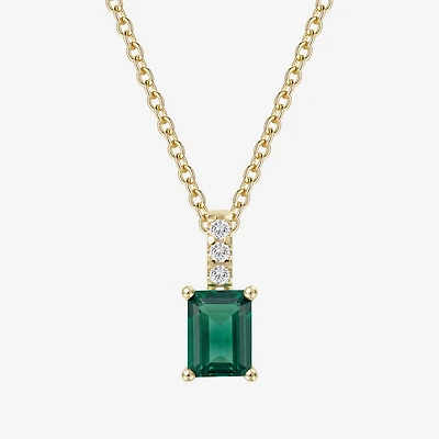 Yes, Please! Womens Lab Created Green Emerald Sterling Silver 18 Inch Pendant Necklace