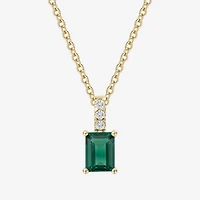 Yes, Please! Womens Lab Created Green Emerald Sterling Silver 18 Inch Pendant Necklace