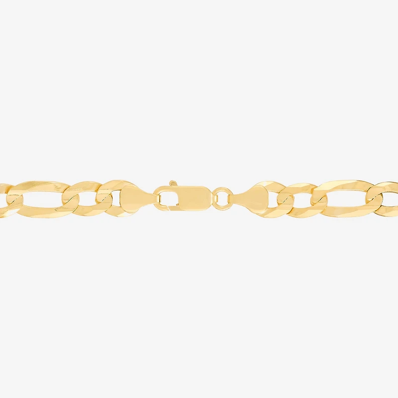 Made in Italy Mens 14K Gold Over Silver 8 1/2 Inch Solid Figaro Chain Bracelet