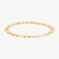 Made in Italy Mens 14K Gold Over Silver 8 1/2 Inch Solid Figaro Chain Bracelet