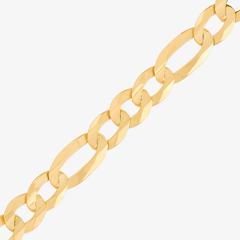Made in Italy Mens 14K Gold Over Silver 8 1/2 Inch Solid Figaro Chain Bracelet