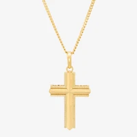 Cross Mens 14K Gold Over Silver Cross 22 Inch Pendant Necklace