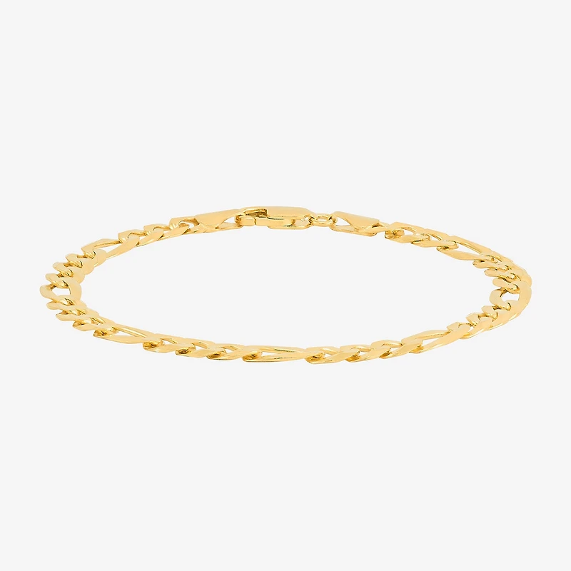 Made In Italy Mens 14K Gold Over Silver 8 1/2 Inch Hollow Figaro Chain Bracelet