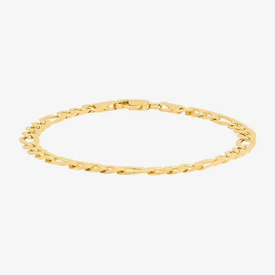 Made In Italy Mens 14K Gold Over Silver 8 1/2 Inch Hollow Figaro Chain Bracelet