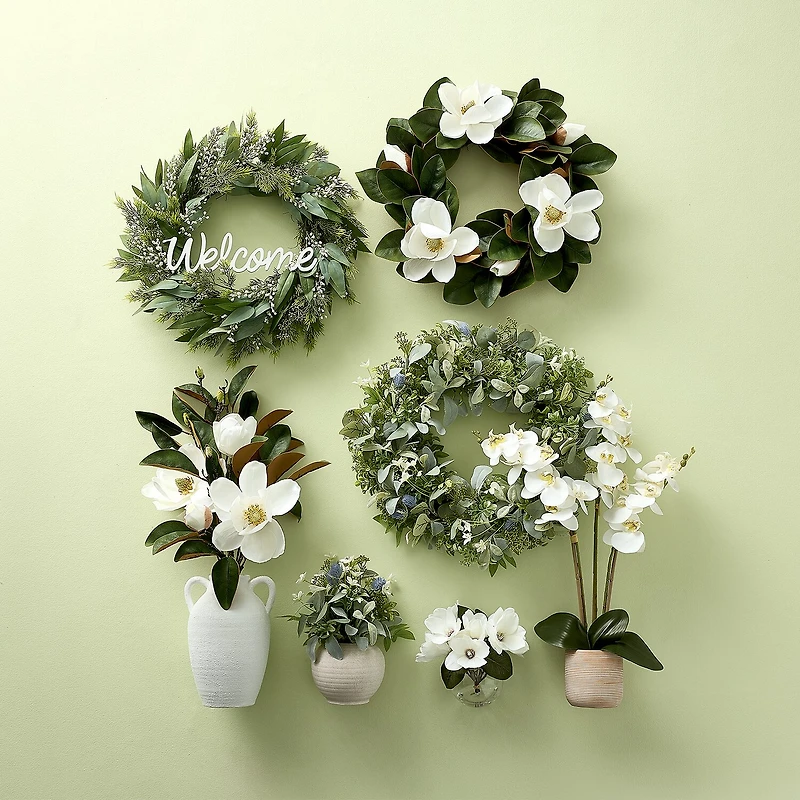 Linden Street 24in Welcome Mixed Evergreen Wreath