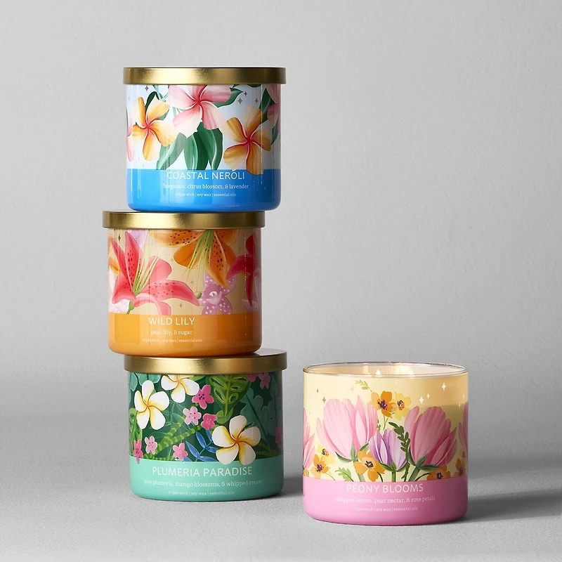 Distant Lands 14oz Peony Blooms 3-Wick Scented Jar Candle