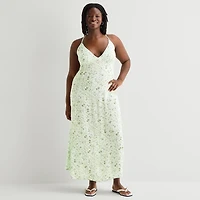 Forever 21 Womens Juniors Plus V Neck Sleeveless Maxi Dress