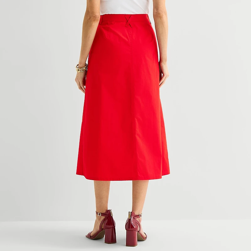 Liz Claiborne Womens High Rise Midi A-Line Skirt
