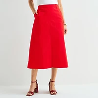 Liz Claiborne Womens High Rise Midi A-Line Skirt